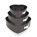 ARTC Set of Three Heart Shaped Pans Cake Bake Mould Mold Bakeware with Removable Bottom Round Heart Square Shape Versatile Sturdy