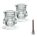 KASTWAVE Candle Holders for Taper Candles Candlestick Wedding Table Window Holiday Decorations, 2Pcs Clear Glass Candleholders Fits Standard 1/2", 2/3", 3/4", 4/5", 7/8" Diameter Candles