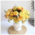 Artificial Flowers, 2Pcs Yellow Fake Peony Silk Hydrangea Flower Bouquet, Realistic Carnations Berries Arrangements, Table Centerpieces, Wedding Bouquets for Party Home Décor, Yellow