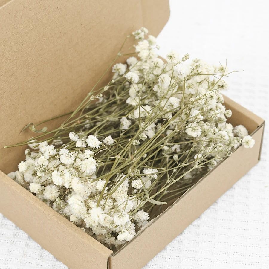 50Pcs Pure White Artificial Mini Baby's Breath Flowers - Delicate, Easy DIY Craft Flowers for Wedding, Home and Office Decor