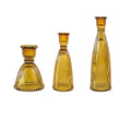 TERRIFI Candle Stick Holders Decor, Clear Glass Candlestick Holders, Rustic Pillar Candles Set, Modern Candle Stick Holders for Diwali, Ramadan, Set of 3(Yellow)