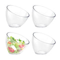 KASTWAVE 4 Pack Angled Plastic Serving Bowls, 20oz Clear Slant Salad Bowls for Chips, Salads, Party Snacks, Tableware for Weddings, Catering & Birthday Parties
