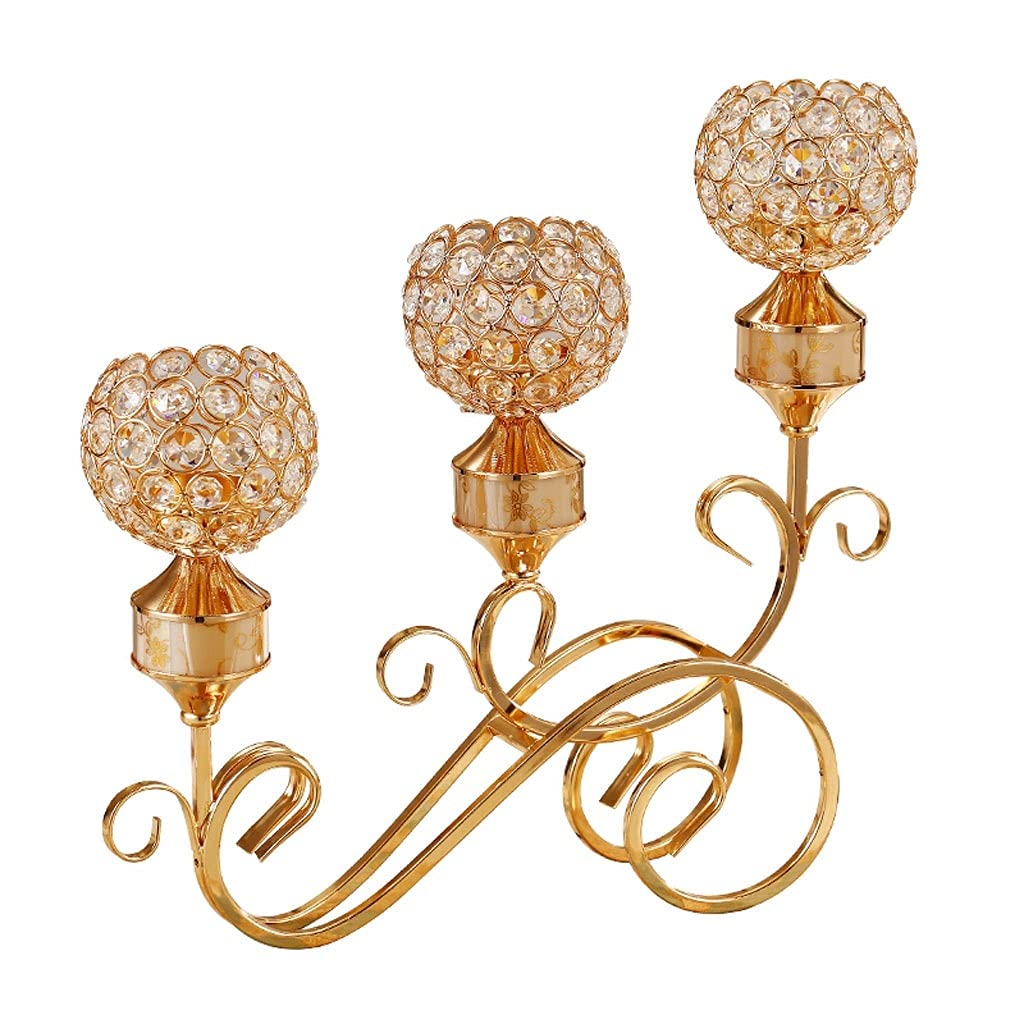 Candle Holders Luxury Metal Candle Holder Decoration Home Restaurant Candle Holder Romantic Crystal Candle Light Dinner Wedding Decoration Props Candle Stand (Color : A)