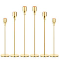 6Pcs Lemon Gold Candle Holders,Set of 6 Tall Taper Gold Candlestick fit 3/4" Thick Pillar Candle Led Modern Metal Candles, Elegant Stands Decorative Table Centerpieces for Dinning Party Decorative