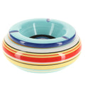 com-four® XL Wind Ashtray Made of Dolomite Ceramic, Weatherproof Storm Ashtray with Colourful Stripes, Large Table Ashtray with Lid (01 Pieces, 19.5 cm, Blue)
