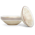 Fissman Deep Plates Ø18cm Set of 4, Porcelain Tableware Sets Glide Series | Irregular Shape Plate | Earthy Spiral Pattern | Non Slip Base | Suitable for Fine Dining, Home, Restaurant, Hotel