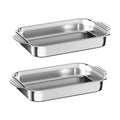 Set of 2 Stainless Steel Baking Trays with Handles, Oven & Dishwasher Safe Non-Stick Bakeware for Roasting, Lasagna, Pizza, Cookies – Durable Brushed Finish, 41x24x8cm