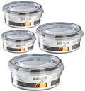 Premify 4 Pcs Round Food Storage Containers, Airtight Meal Prep Container Set with Lids, Stackable BPA-Free Plastic Organizer Boxes for Kitchen & Fridge | 100% Leakproof