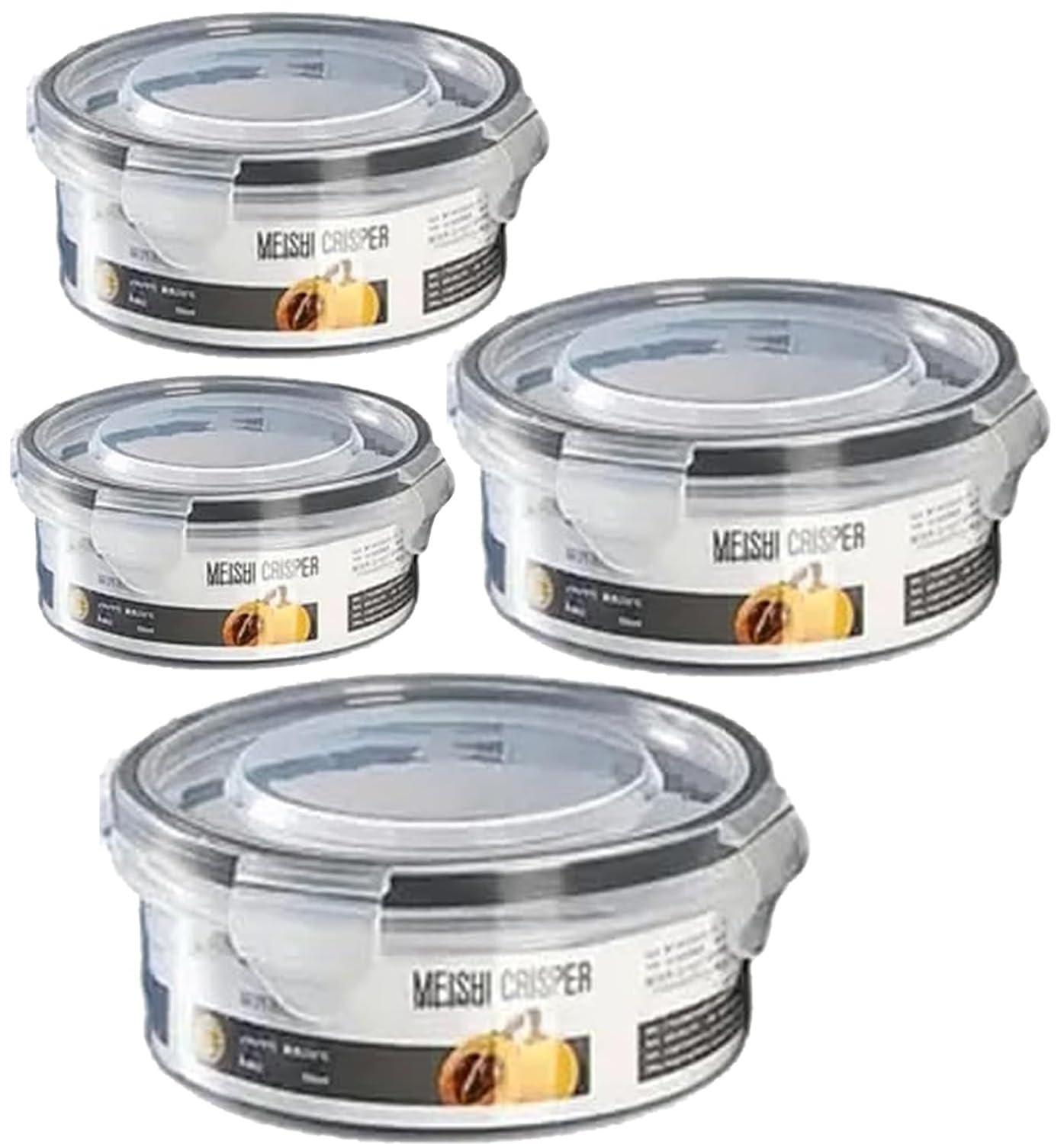 Premify 4 Pcs Round Food Storage Containers, Airtight Meal Prep Container Set with Lids, Stackable BPA-Free Plastic Organizer Boxes for Kitchen & Fridge | 100% Leakproof