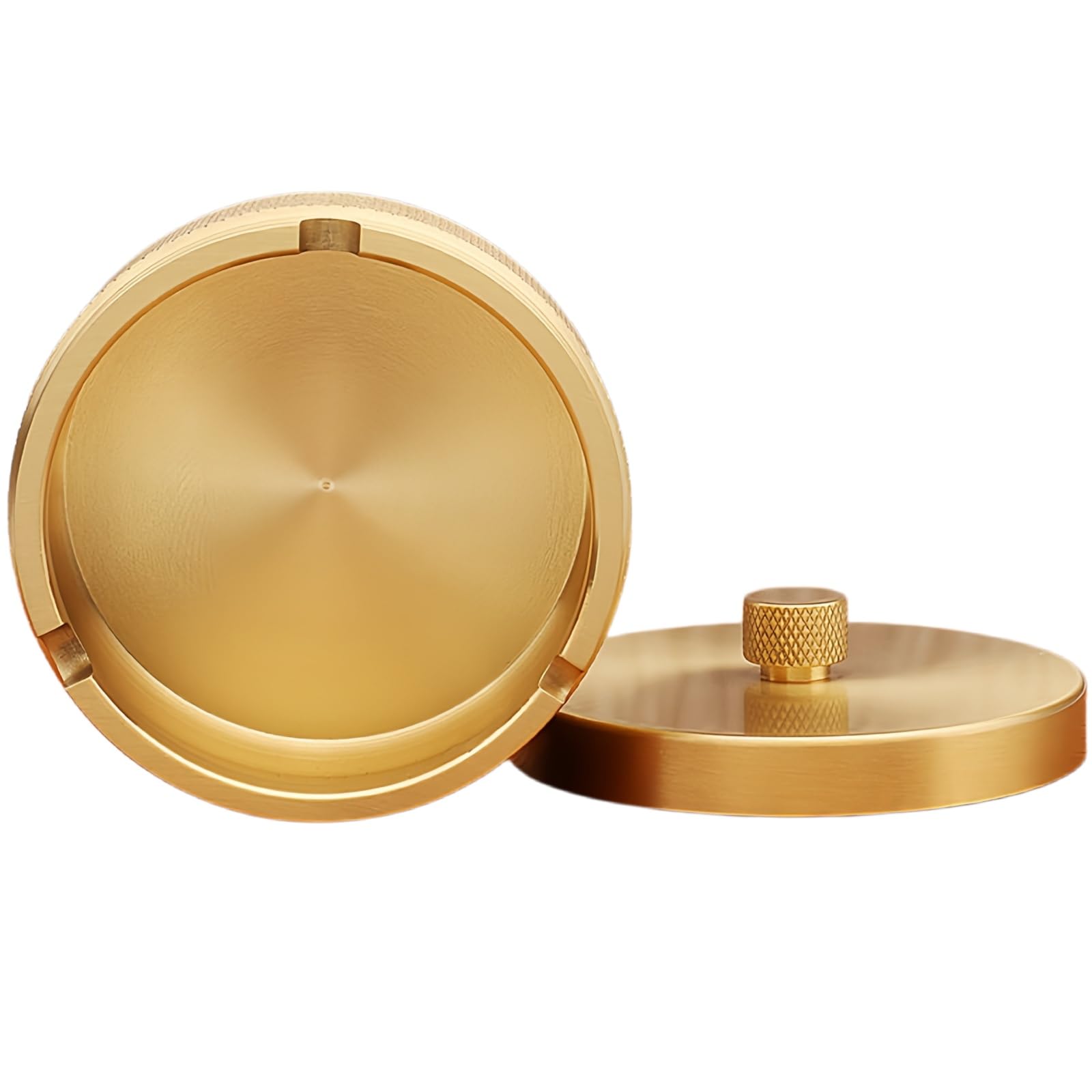 Brass Ashtray with Lid, Mesh Pattern Compact Tin for Table & Home, Stylish Decoration for Living Room, Office or Gift, 7.2 x 4.6 cm