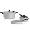 Berghoff Glints Nonstick Ceramic Cookware Set 5 Piece, Non-toxic, Stay-Cool Handles, 16 cm Saucepan, 24 cm Frying Pan, 24cm Stockpot PFAS & PFOA Free, Induction Base, Oven Safe, Spirit/Pearl Grey