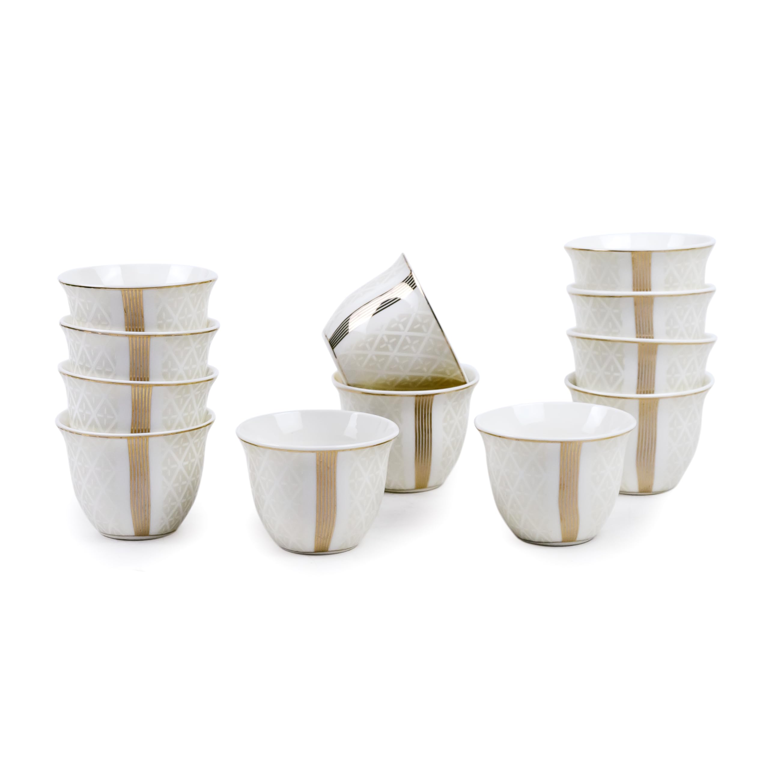 Porcelain Amara Cawa Cup, 80ml (12 Pieces, White & Gold) || Luxurious Tea Cup, Coffee Cup