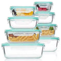 Glass Food Storage Containers with Lids – 8 Pack Airtight Meal Prep Containers, Leakproof BPA-Free Glass Lunch Boxes, Microwave, Oven, Freezer & Dishwasher Safe
