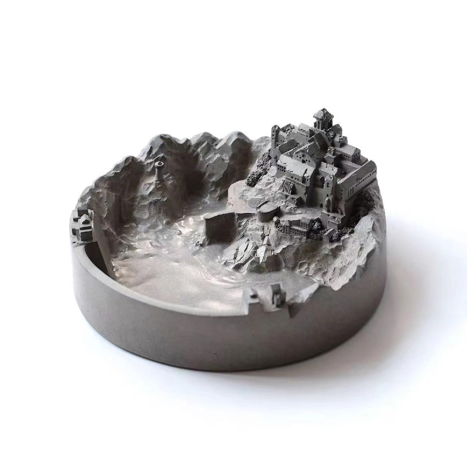 Castle Ashtray Creative Cement Gray Micro Castle tural Design Novel Ash Container for Home and Office Det Gift Idea