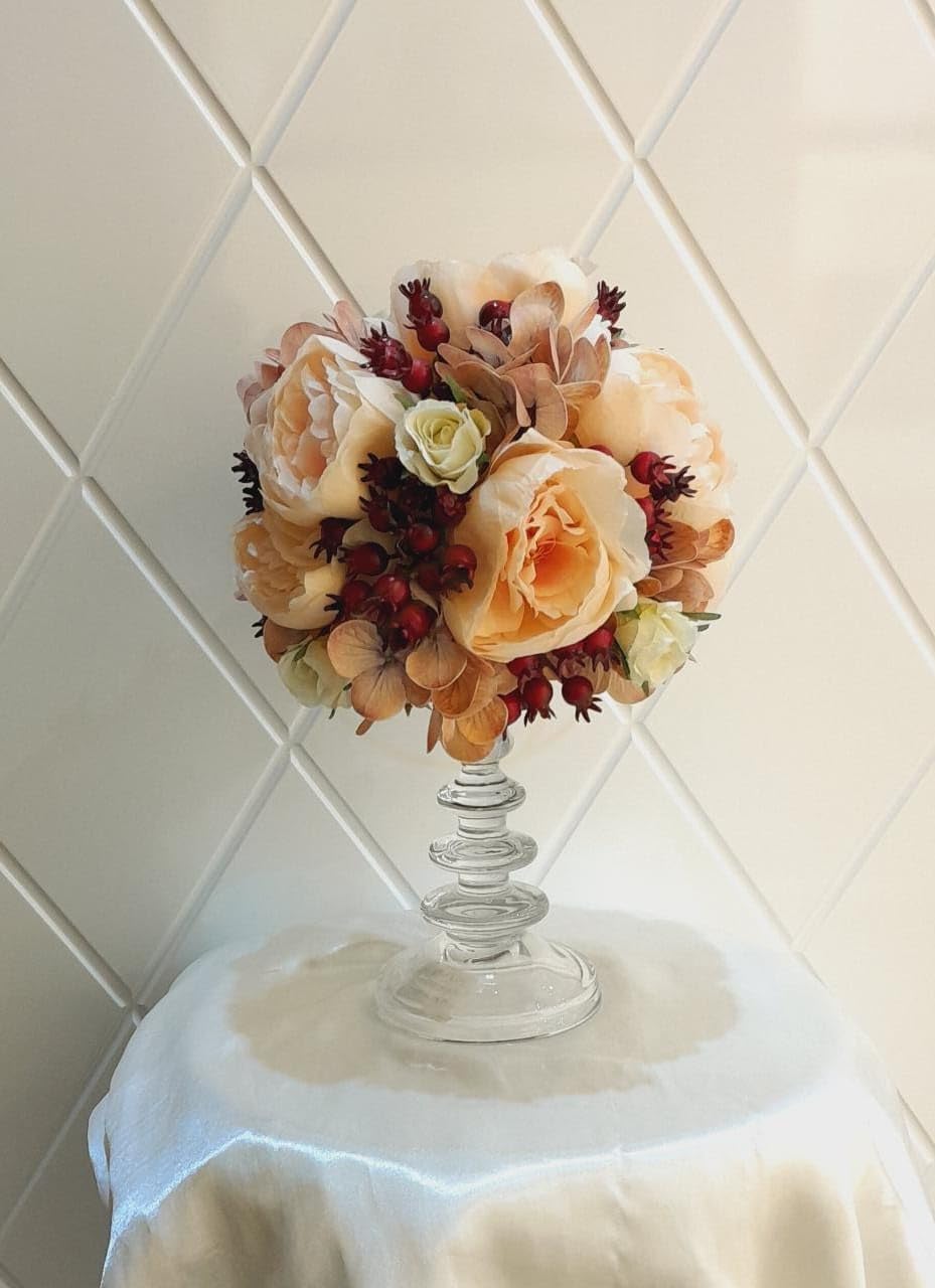 Artificial Flower with Glass Stand (Artificial Flower Arrangements)