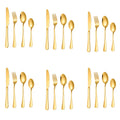 24 Pieces Gold Flatware Set, High Level, Pattern Carving, Mirror Polished Cutlery Set with Premium Box, Dishwasher Safe, Knife, Fork, Spoon, Kitchen Utensil Set Tableware for 6