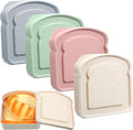 Premify 4 Pcs Sandwich Boxes, Lunch Box Containers, Food Safe Wheat Straw Material, Toast Shape Storage for Bread/Sandwiches/Food, Microwave Dishwasher & Freezer Safe
