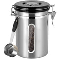 U-HOOME Airtight Coffee Canister,22OZ Stainless Steel Coffee Bean Storage Container w/Date Tracker,Window &Measuring Scoop,Kitchen Food Storage Container for Grounds Coffee,Beans&Tea (Silver)