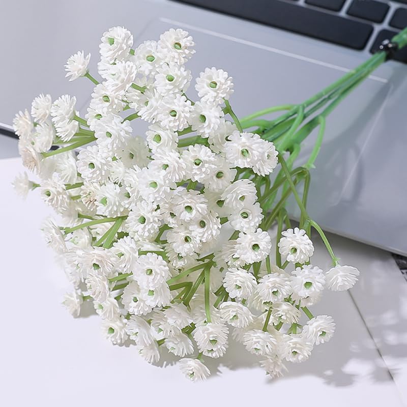 White Artificial Gypsophila Fake Flowers Real Touch Silk Floral Suitable for Wedding Party Home Ornaments Room Decorations