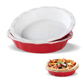 2 Pcs Pie Dish Ceramic, 9 Inch /23cm Pie Pans for Baking, Crinkle Rim Pie Dish for The Oven, Pie, Tart & Quiche Pans for Cooking, Baking, and Fruit Pies (Red)