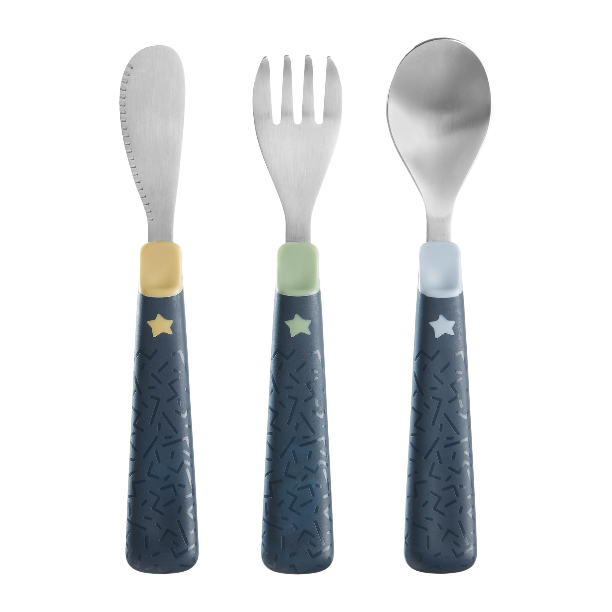 Tommee Tippee Big Kids Metal Cutlery Set 12M+ | Chunky Handles, Rounded Edges | Stainless Steel Toddler Fork, Spoon & Knife