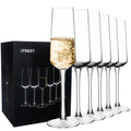 Hand Blown Crystal Champagne Flutes Champagne Glasses Set of 6 Elegant Flutes 100?Lead Free Quality Sparkling Wine Stemware Set Dishwasher Safe Gift for Wedding, Anniversary, Christmas - 8oz Clear…