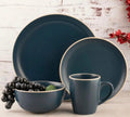 16-Piece Stoneware Dinnerware Set, Dinner Sets, Tableware Combination Set Service for 4, Plates, Bowls, mugs, for Family Restaurant Party, Blue Matte