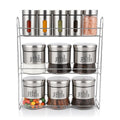 3M ART Kitchen Organizer Spice Storage Set | 9 Stainless Steel Containers with See-Through Lids | Space-Saving 3-Tier Storage Organizer Rack for Spices, Tea, Coffee, Sugar | 30x10x36 cm Silver