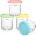 FIRJOY 16 oz. Containers | Extra Replacement Pints and Lids - Compatible with Ninja Creami NC301 NC300 NC299AMZ Series ONLY (4 Pack - Blue, Pink, Green, Yellow)