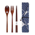 SOWUGI Wooden Spoon Chopsticks Fork Sets Dinnerware Combinations Chopsticks and Spoons Fork Set(1 Set) (Blue 2)
