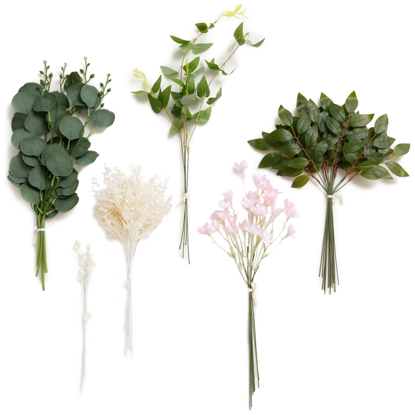 Artificial Romantic Pink Greenery Box Set, 46pcs with 6 Kinds of Filler for Wedding Bouquet and Table Arrangement Centerpieces Wreath Home Decoration…