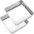 Joyfair Cake Tin Set of 2, 8 inch Stainless Steel Square Baking Tin/Small Roasting Pan, Cake Mould for Birthday Christmas, Brownie Lasagna Bakeware, Healthy, Matte Finished & Dishwasher Safe, 21 cm