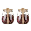 Airtight Glass Jar Storage Container With Bamboo Lid, 1000ml Set Of 2, Wide Mouth, Leak-Proof, With A Spoon, Reusable, Can Be Used For Coffee Beans, Tea Leaves, Grains, Dried Fruits