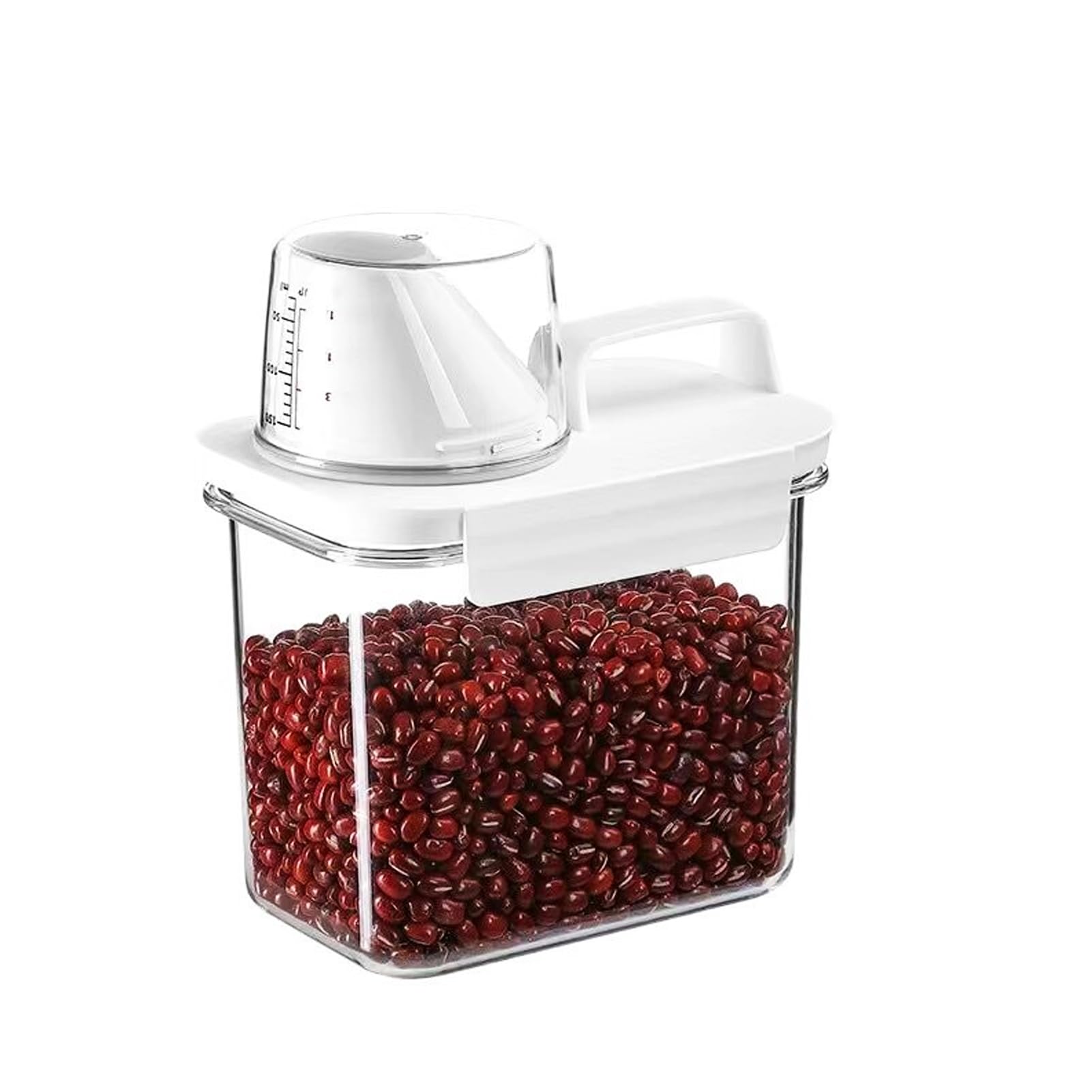 VAODO Food Storage Containers, with Measuring Cup, Cereal Dispenser Easy Flow Storage Jar, Tippable Grain Storage Box with Carrying Handle, 1100ml