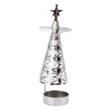 Rotating Candle Holder Set Romantic Wedding Christmas Party Tabletop Decor Stainless Steel (Silver Snowflake)