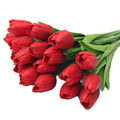 10" Mini Tulips Real Touch Latex PU Spring Flowers Home Decor, Wedding Bouquets centerpieces (24 PCS) Red