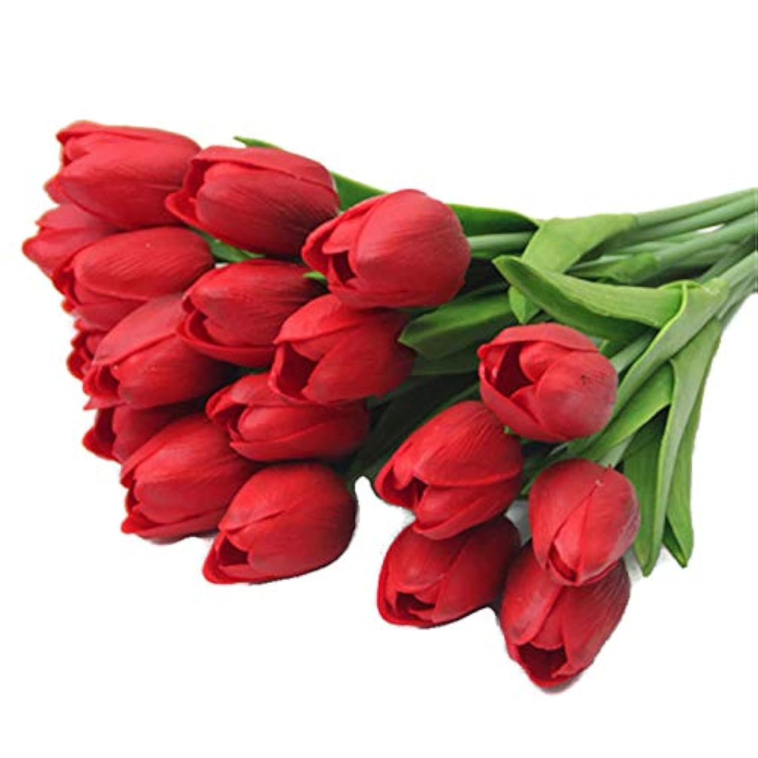10" Mini Tulips Real Touch Latex PU Spring Flowers Home Decor, Wedding Bouquets centerpieces (24 PCS) Red