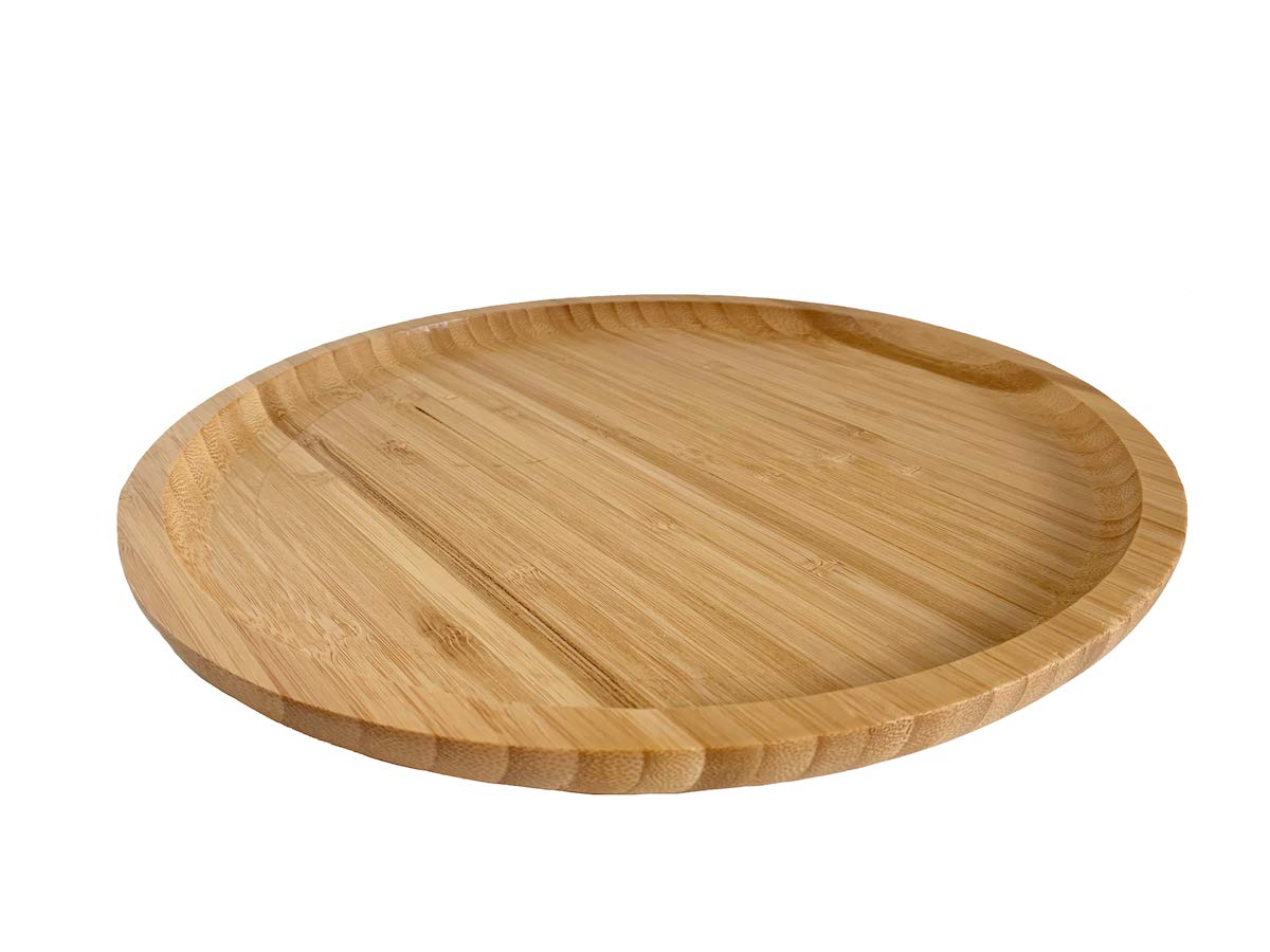 Bamboo Wooden Round Tray 30cm Large Round Platter for Tea Coffee Food Home Decoration - Round Lap Tray Serving Tray for Eating - Round Decorative Tray Wooden Plate Serving Board