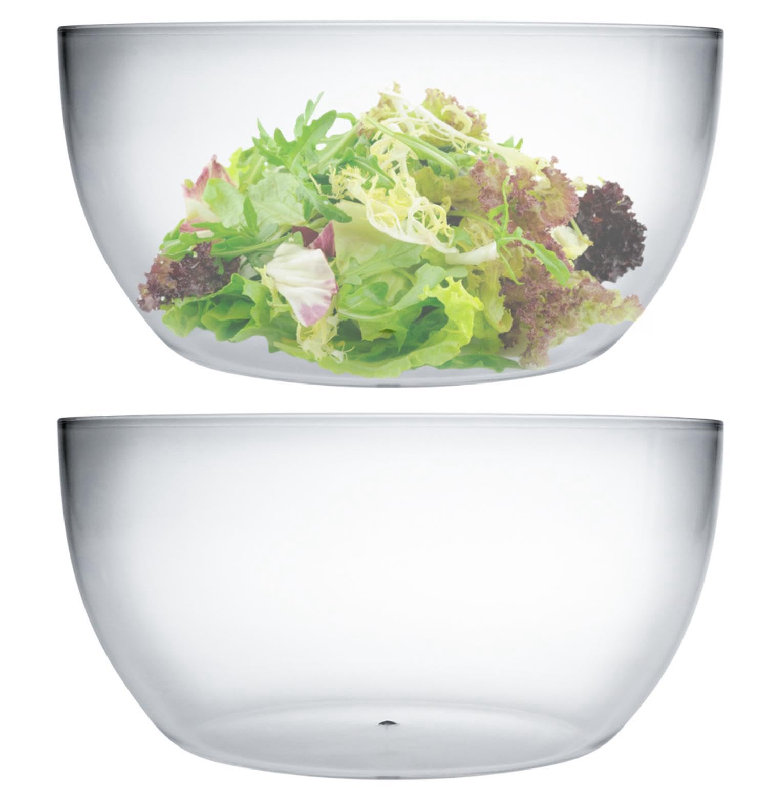 Qxbekmor Large Acrylic Mixing And Serving Bowls, Great for Serving Salad, Popcorn, Chips, Dips, Condiments, Break-Resistant Set of 2 Clear 146 oz