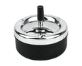 DS. DISTINCTIVE STYLE Round Push Down Ashtray with Spinning Tray Metal Cigarette Ash Tray Large 5.2 Inches Home Ashtray for Outside Patio - Black