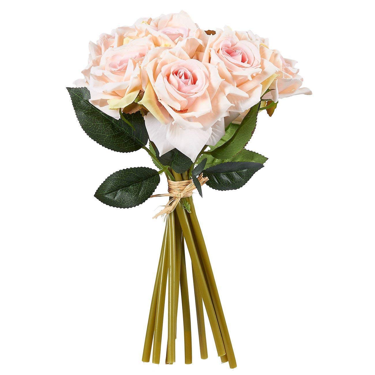 Beautiful Decorative Artificial Rose Flower Bouquet for Home décor (26 cm Tall, 10 Flower Stems, Light/Pink)