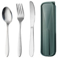 3 Piece Cutlery Set, Portable Travel Utensils Set with Case, Stainless Steel Tableware Set Including Fork Spoon Knife, Reusable Flatware Silverware Set for Lunch, Camping, School and Picnic