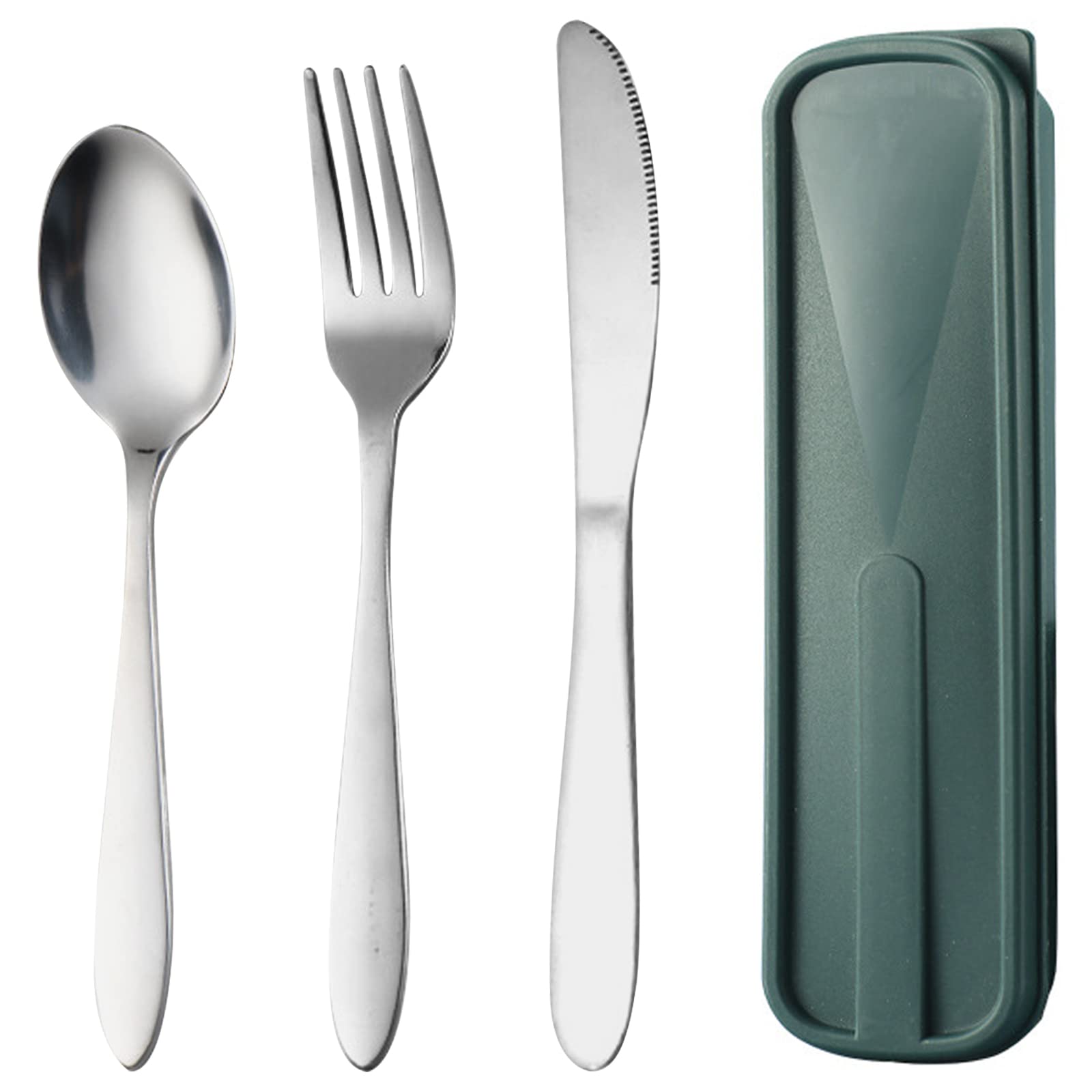 3 Piece Cutlery Set, Portable Travel Utensils Set with Case, Stainless Steel Tableware Set Including Fork Spoon Knife, Reusable Flatware Silverware Set for Lunch, Camping, School and Picnic