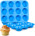 U-HOOME 2Pcs Silicone Muffin Pan Non Stick Silicone Muffin Tins Baking Molds, 12 Cups Silicone Mold Cupcake Baking Pan