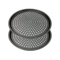 ANXI 2PCS/set Carbon Steel Nonstick Pizza Baking Pan Tray Pizza Plate Dishes Holder Bakeware Home Kitchen Baking Tools Size 32cm