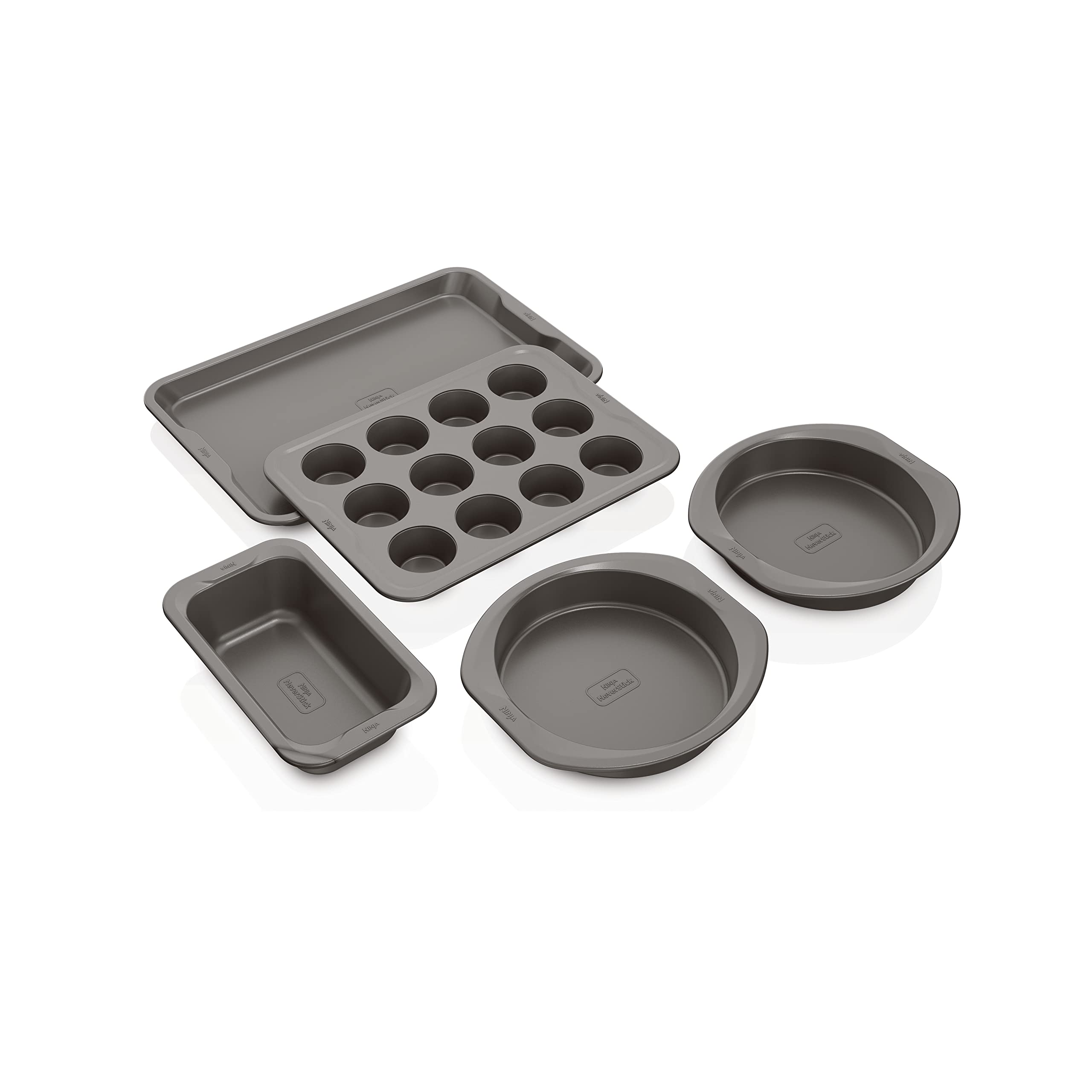 Ninja Foodi NeverStick 5-Piece Bakeware Set, Gray, 5-Piece Set