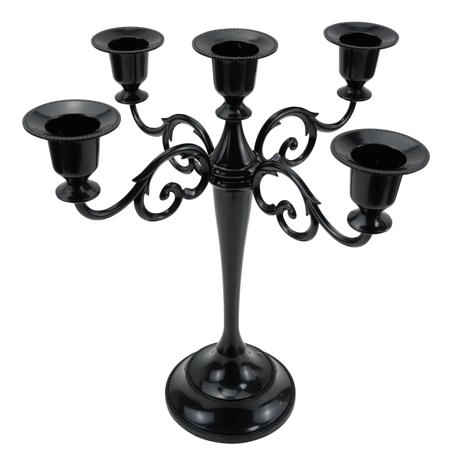 THE WHITE SHOP Metal Candle Holder, Solid Black Candle Holder for Pillar Candles (10.6" Tall Candle Holder, Each 1/2-1" Diameter Taper Candle), Candle Holder Decoration(5)
