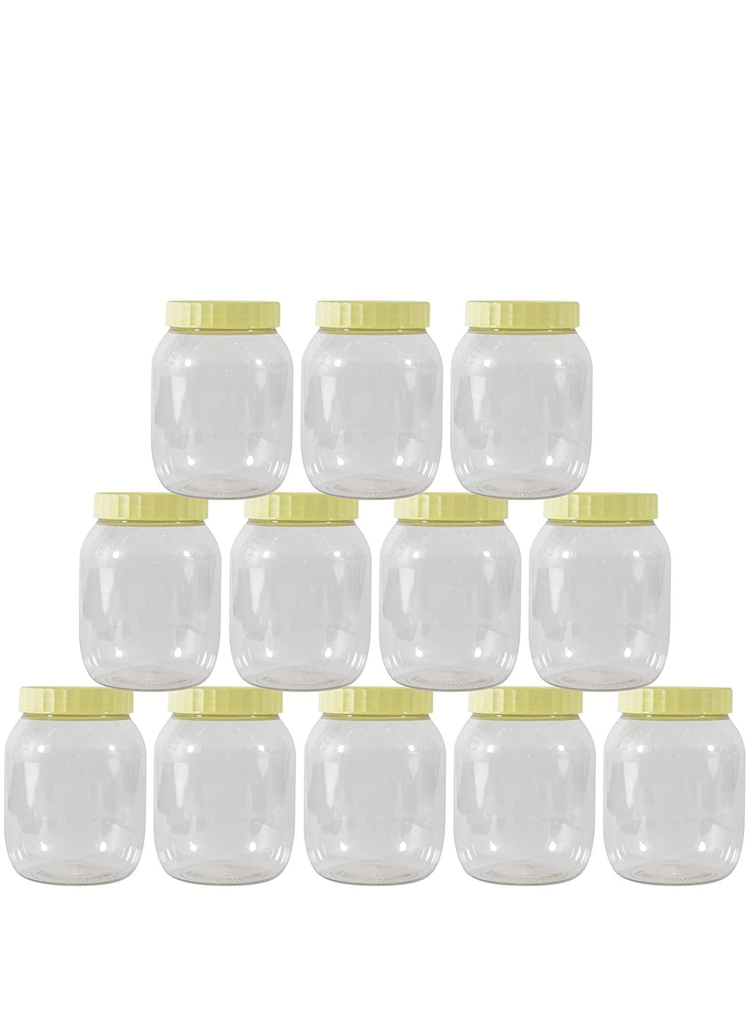 Plastic Spice Storage Pet Jar with Lid 12-Pieces Set, 500 ml Capacity, Clear
