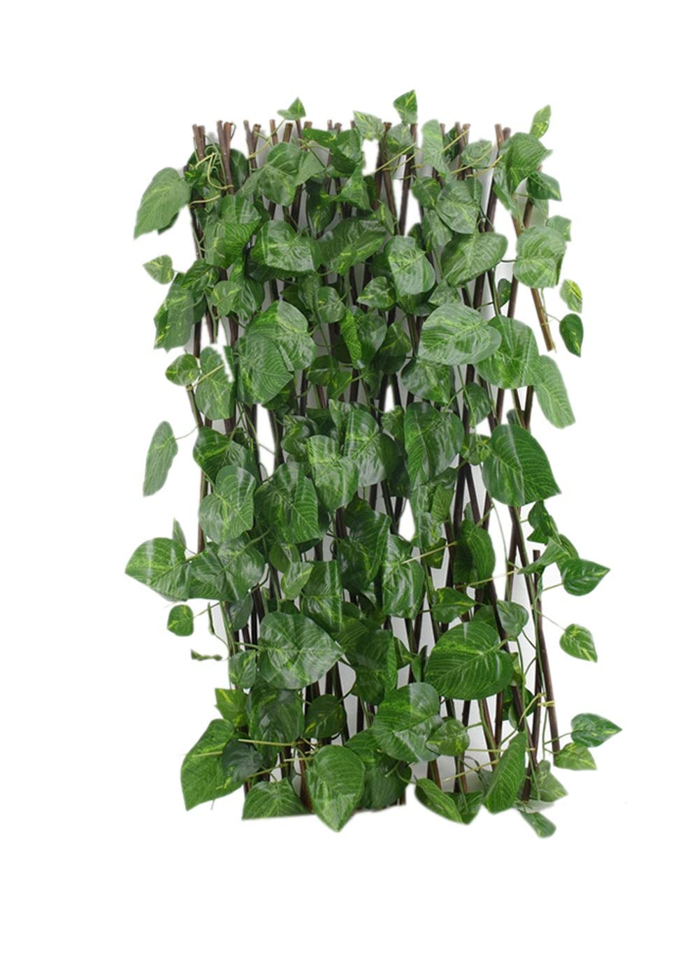 Artificial Plant Leaves Wooden Fence Green AMZ-N39855363A