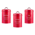 3-piece kitchen jar set 1200 ml coffee tea sugar storage jar countertop finishing-Red